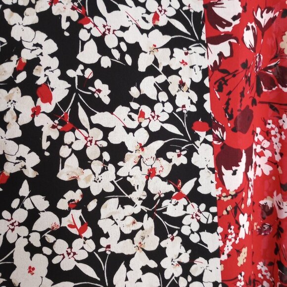 Calvin Klein Red & Black Floral Chiffon Tunic - Picture 5 of 6